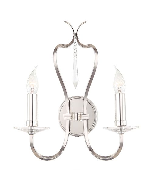 Klasyczny kinkiet Gemma - Ardant Decor - srebrny z dwoma ramionami