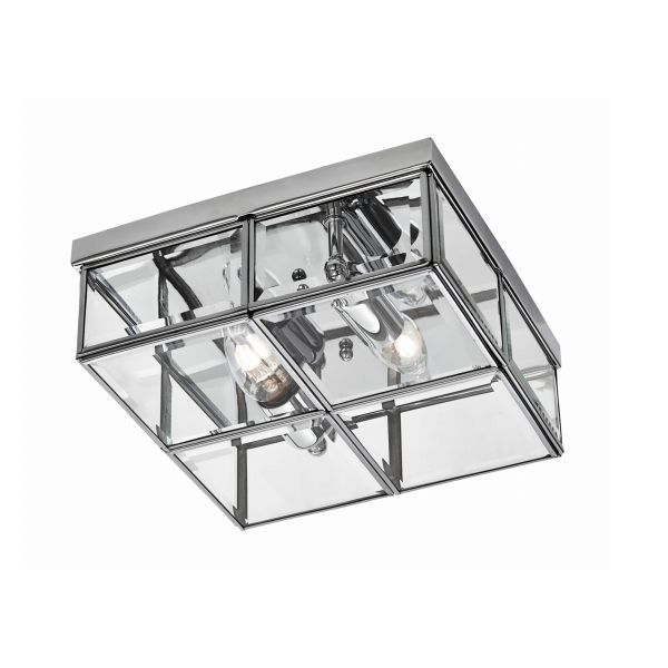 Kwadratowy srebrny plafon Monza do salonu