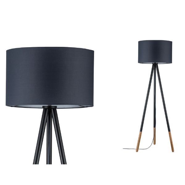 Lampa podłogowa Rurik - drewniany trójnóg skandynawski do salonu