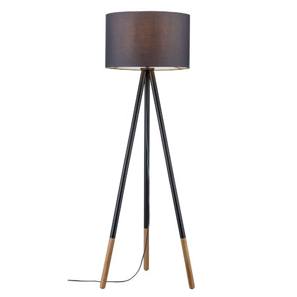 Lampa podłogowa Rurik - drewniany trójnóg skandynawski do salonu