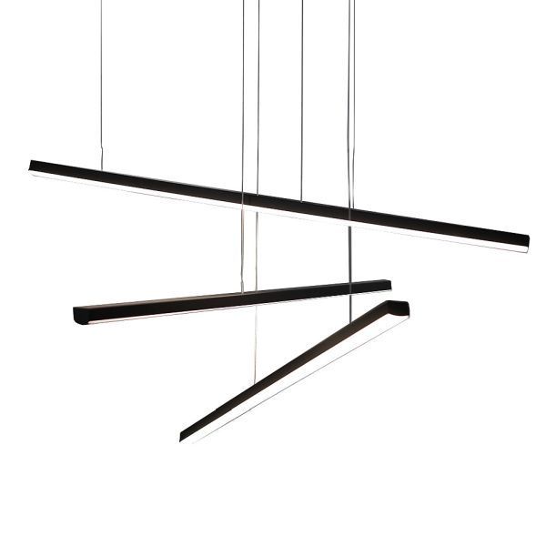 czarna lampa wisząca z listwami led nowoczesna