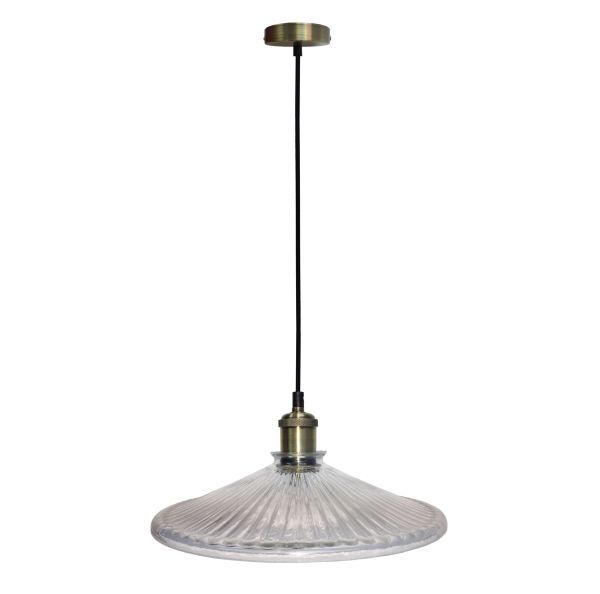 szklana lampa wiszaca - mosiądz