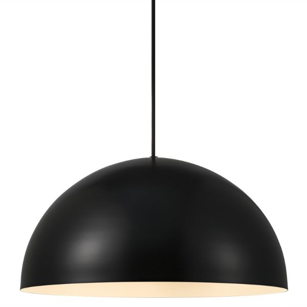 czarna lampa wisząca - duży klosz