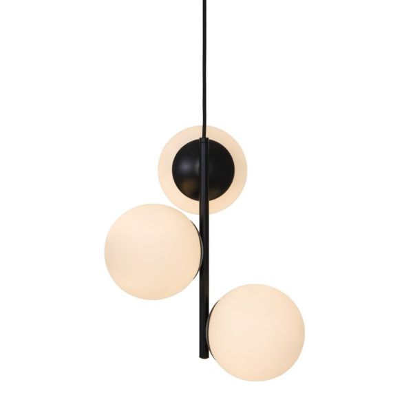 lampa wisząca - czarna z białymi kulami