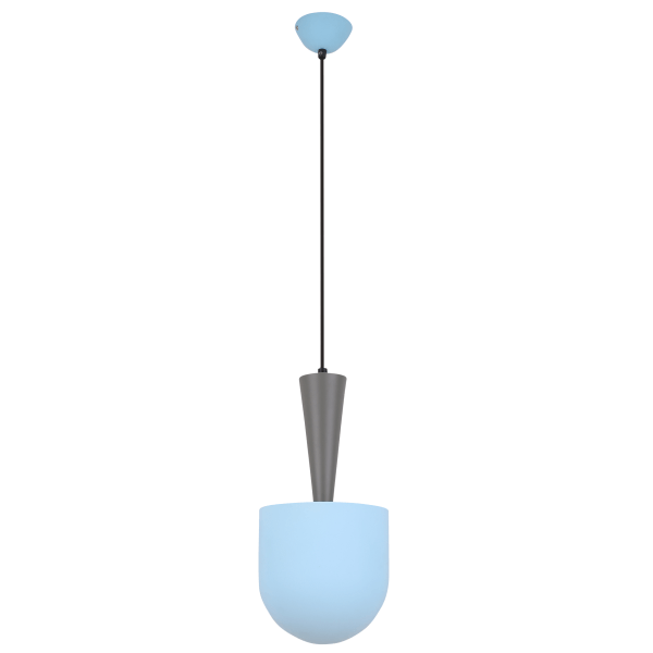 szaro niebieska lampa wiszaca nad stół