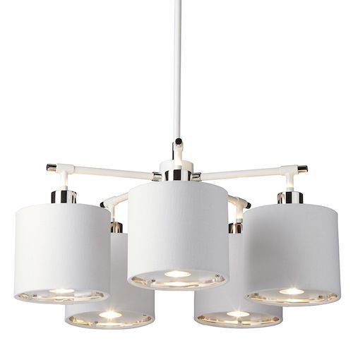 Biały żyrandol Modern - 5 kloszy - nowoczesny salon