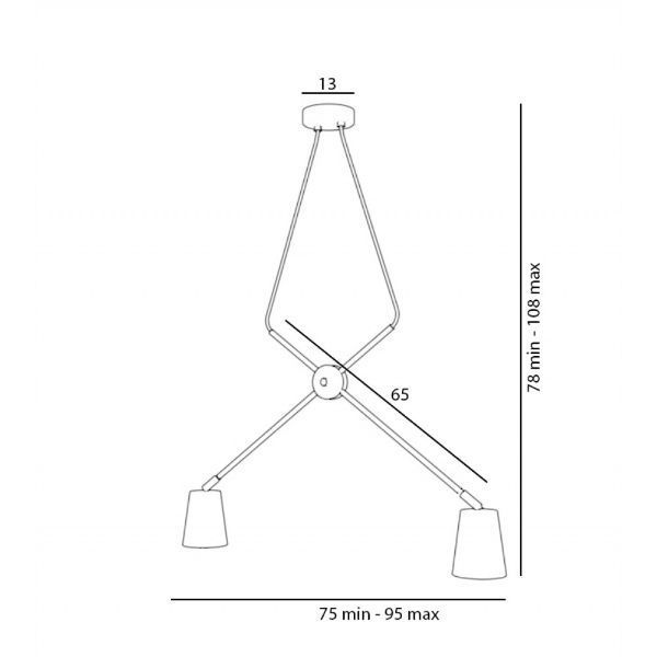 Podwójna lampa wisząca Arte - czarna, regulowana