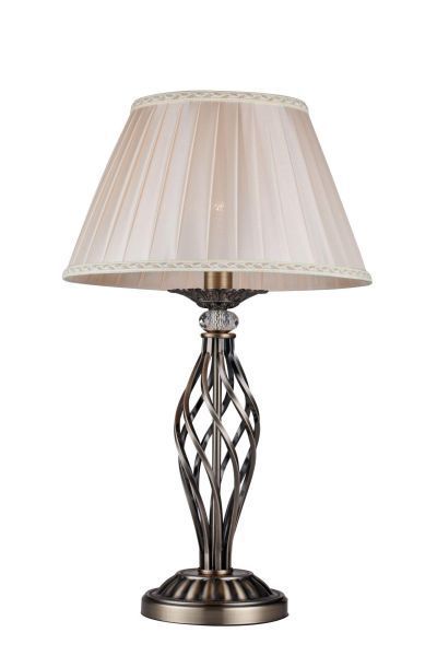 lampa stojąca zdobiona kręcona podstawa z metalu