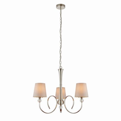 Srebrny żyrandol Fabia - Interiors - z kryształami - jadalnia