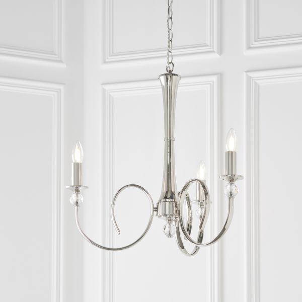 Srebrny żyrandol Fabia - Interiors - z kryształami - jadalnia