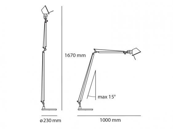 Aluminiowa lampa podłogowa Tolomeo Lettura - do biura lub firmy