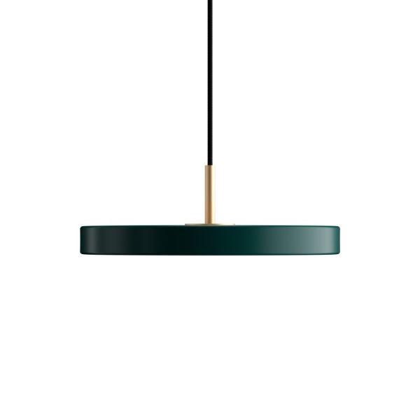 ciemnozielona lampa wisząca z płaskim kloszem