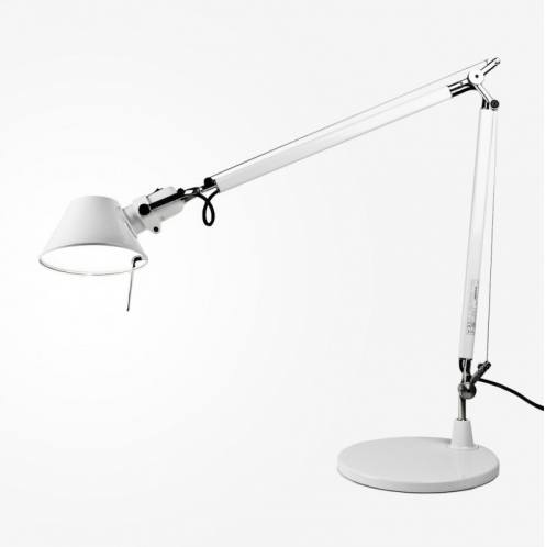 biała regulowana lampa biurkowa