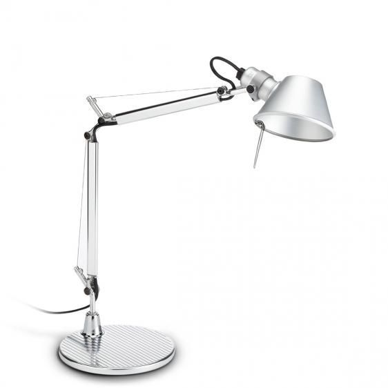srebrna lampa stołowa do biura nowoczesna