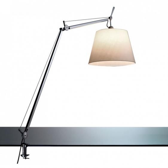 lampa z abażurem mocowana do blatu srebrna