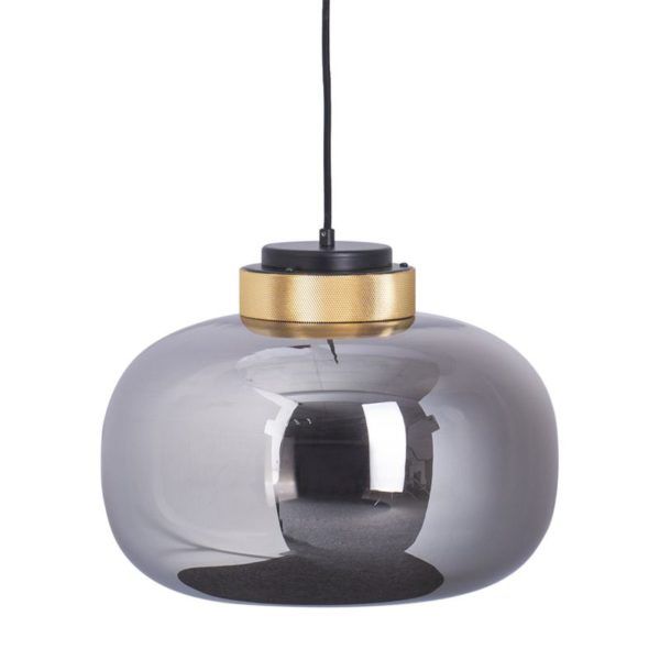 lampa wisząca szklany klosz w połysku złote detale