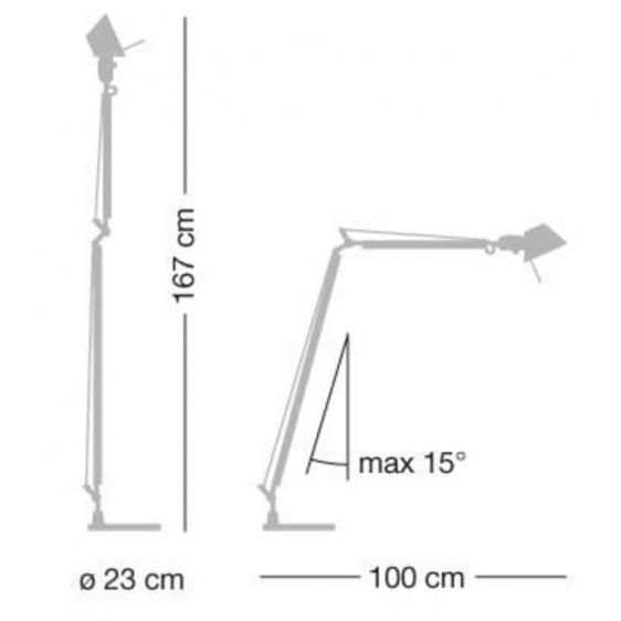 Lampa podłogowa Tolomeo Lettura - LED na ramieniu do salonu