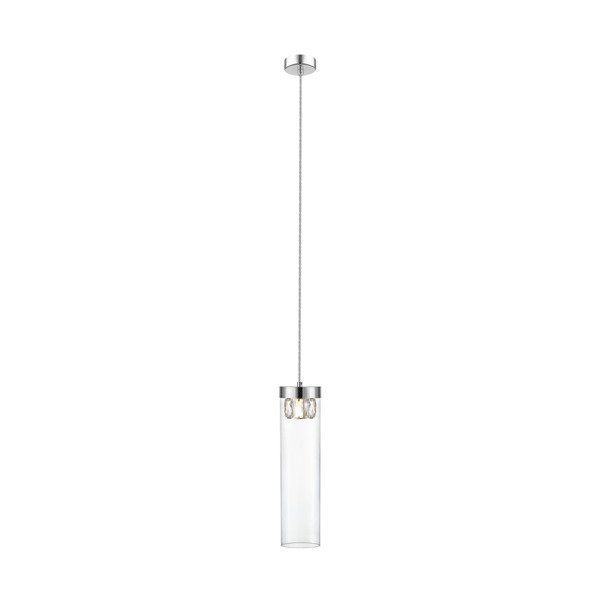 Lampa wisząca Gem - szklana tuba kryształowa