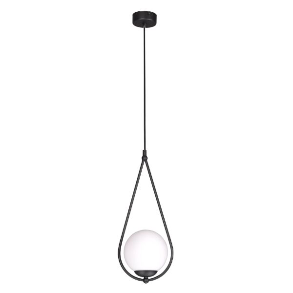 Lampa wisząca kula Neve - w stalowej ramie do salonu