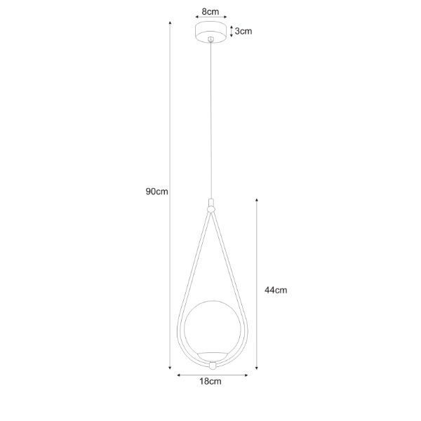 Lampa wisząca kula Neve - w stalowej ramie do salonu