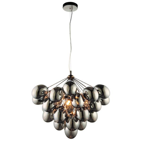 Szklana lampa wisząca Infinity - srebrne ciemne kule