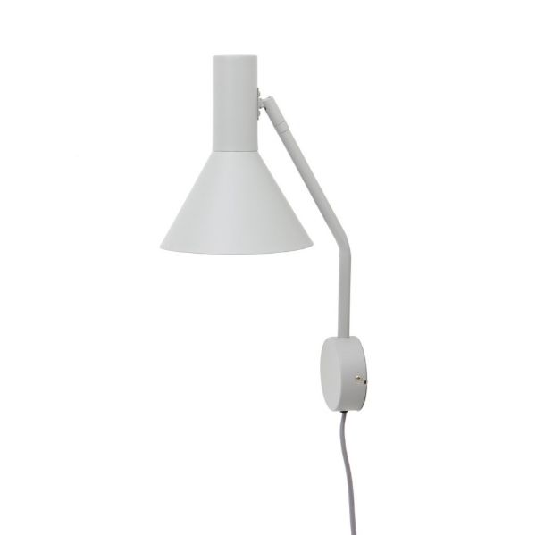 Nowoczesny kinkiet Lyss z kablem i włącznikiem - jasnoszary