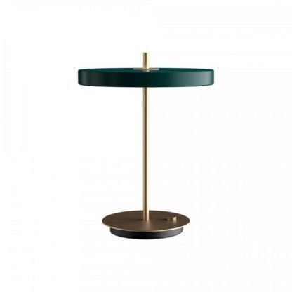 Zielona płaska lampa stołowa Asteria - LED do salonu i sypialni