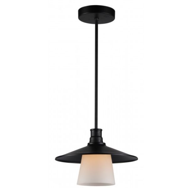 Czarna lampa wisząca Loft - biały klosz