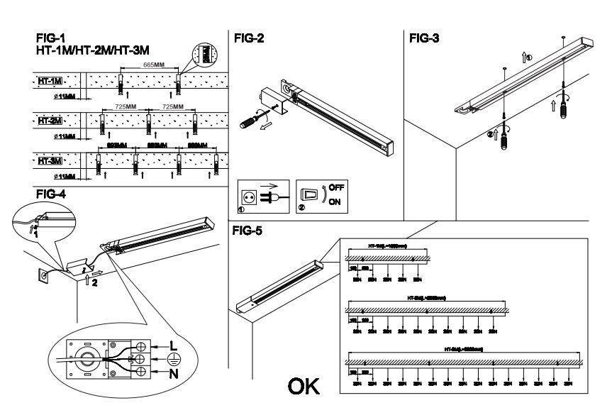 Biała listwa Link - 1m, system szynowy