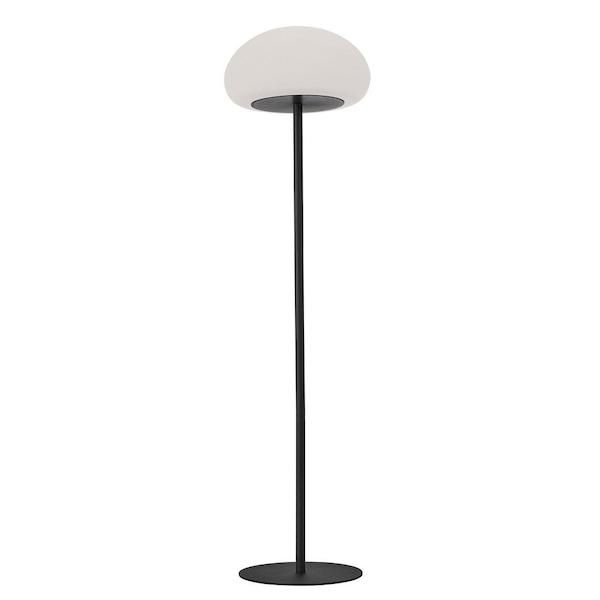 Tarasowa lampa stojąca Sponge IP65 z okrągłym kloszem na czarnej metalowej podstawie, wysokość 126 cm.