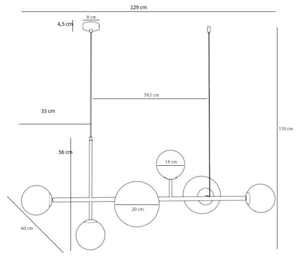 Lampa wisząca Dione 6 Gold do pięknej sypialni