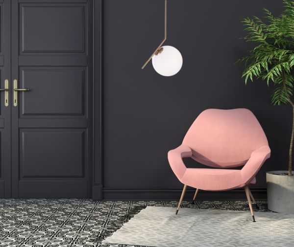 Lampa wisząca Solaris nad fotel w salonie