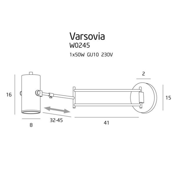 Kinkiet Varsovia do czytania w sypialni