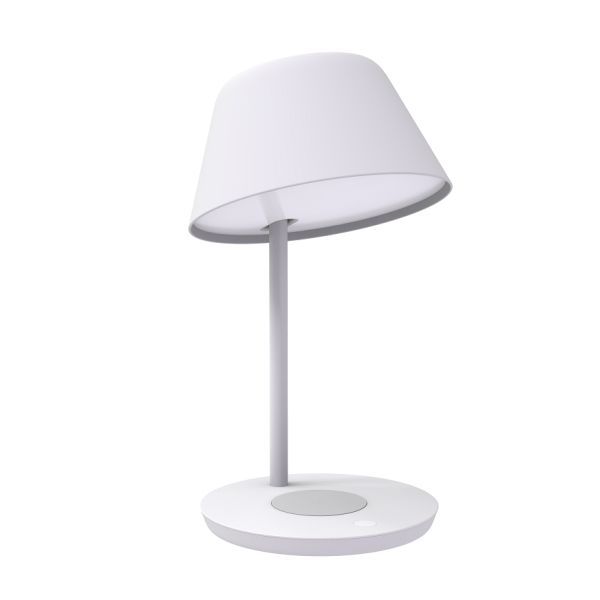 biała lampa biurkowa led