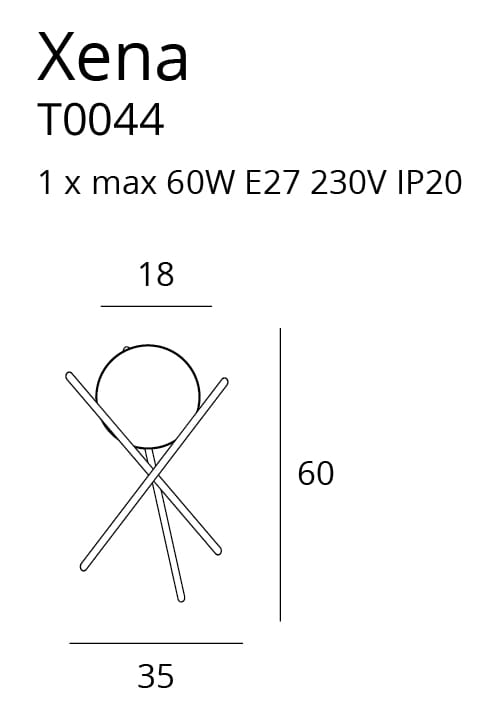 Lampa stołowa Xena na szafkę w sypialni