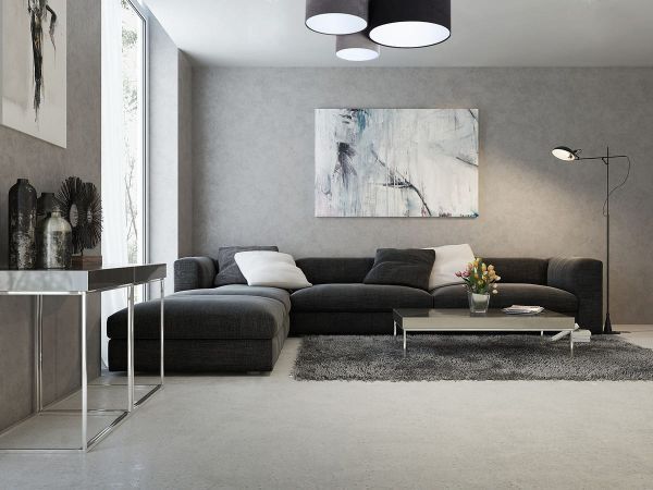 Lampa sufitowa nad stolik w salonie