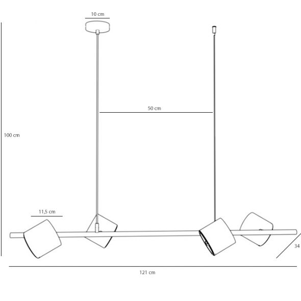 Lampa wisząca Bot nad długi stół