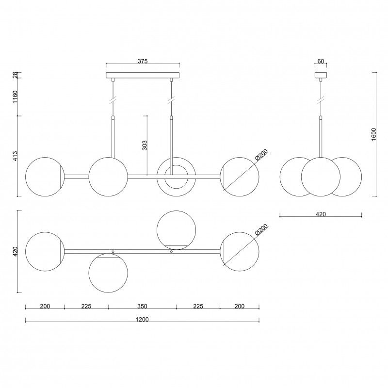 Lampa wisząca Kop E do przestronnego salonu