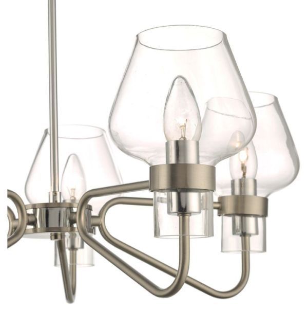 Szklany żyrandol z kloszami Keta nad duży stół do jadalni