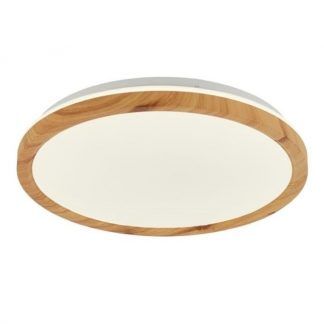 Nowoczesny drewniany plafon Kato o średnicy 50 cm do przedpokoju, sypialni i salonu w stylu skandynawskim.