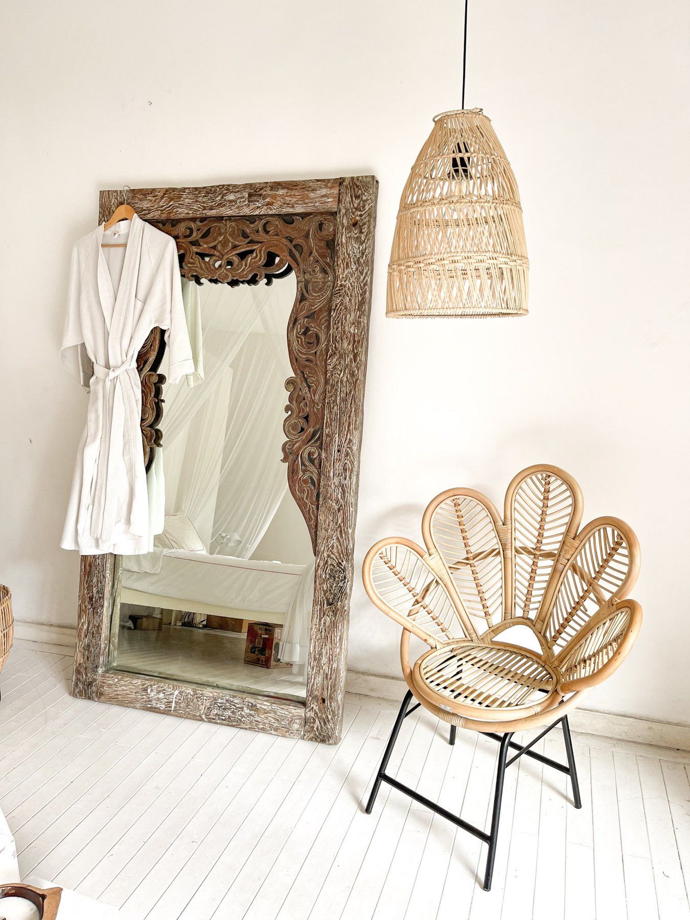 Lampa Rollo S z rattanowym kloszem