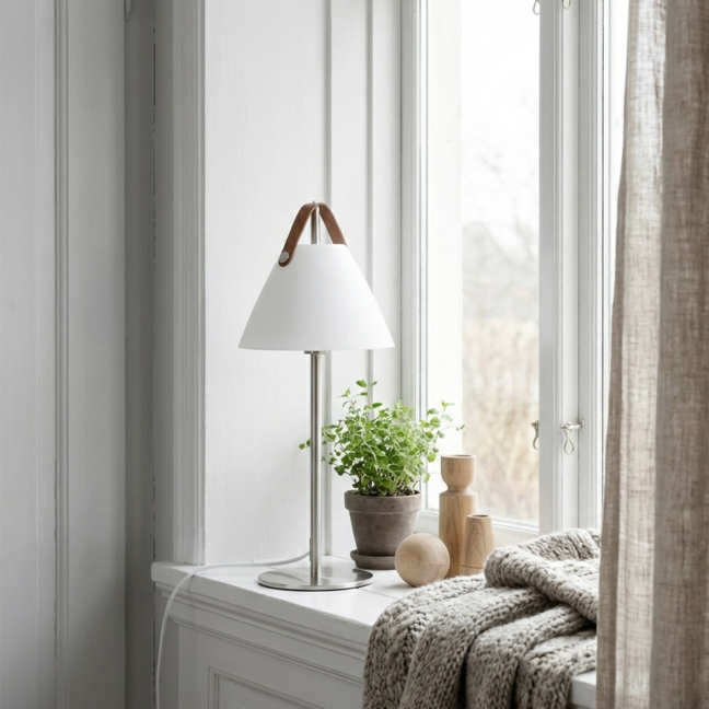 Lampa stołowa Strap na parapet w salonie - Nordlux