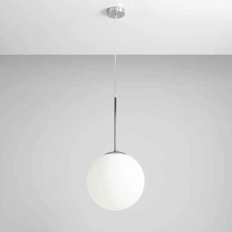 Lampa wisząca Bosso nad szafką nocną, 30cm, chrom