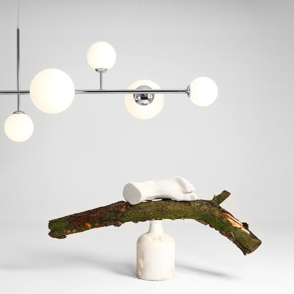 Żyrandol złoty Dione 6 nad stół w jadalni