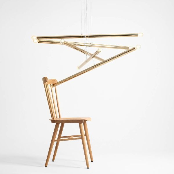 Żyrandol do salonu - złoty Tubo LED