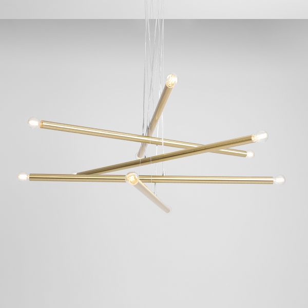 Żyrandol do salonu - złoty Tubo LED