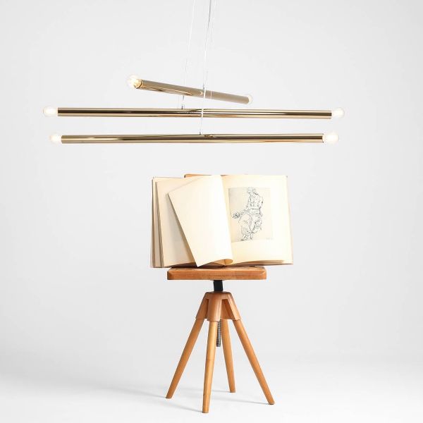 Żyrandol do salonu pozłacany Tubo - nowoczesny