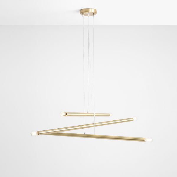 Żyrandol do salonu pozłacany Tubo - nowoczesny