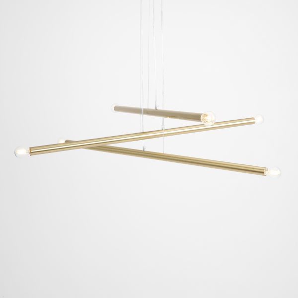 Żyrandol do salonu pozłacany Tubo - nowoczesny