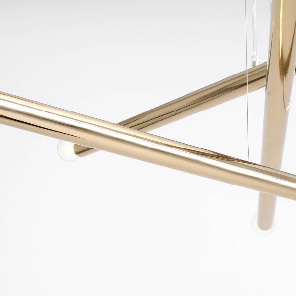 Żyrandol do salonu pozłacany Tubo - nowoczesny